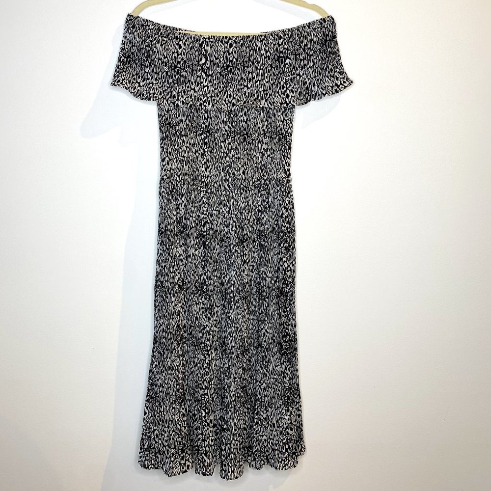 Michael Kors Off the Shoulder Leopard Midi Dress